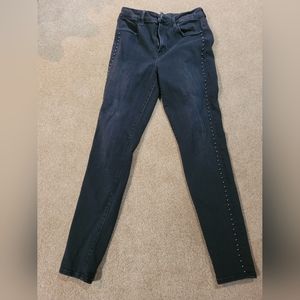 High rise black studded jeggings